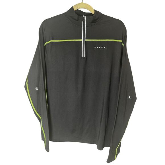 FALKE Ergonomic Sport System Gray & Yellow 3/4 Zip Base layer Top Medium - Picture 2 of 9